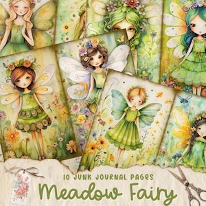 Meadow Fairy Junk Journal Kit, Autumn Fairy Junk Journal Kit, Fantasy Fairy Collage Printables, Digital Fairy Kit, Fairy Seasons Collection