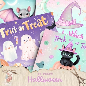 Pages imprimables du journal Halloween Junk Journal, kit de papier pour scrapbooking numérique, feuille de collage, éphémères vintage, téléchargement, papier craft effrayant, gothique