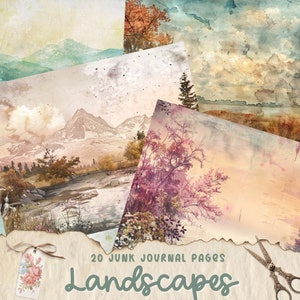 Landscape Junk Journal Kit, Junk Journal Printable Paper, Digital Collage Sheet, Vintage Junk Journal Pages, Digital Images for Scrapbooking