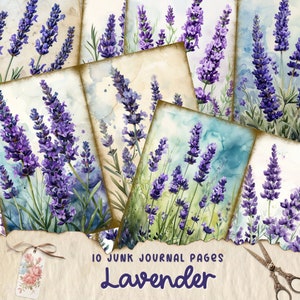 Lavender Junk Journal Paper, Vintage Lavender Junk Journal Kit, Provance Lavender Junk Journal Digi Kit, Printable Digital Collage Sheet