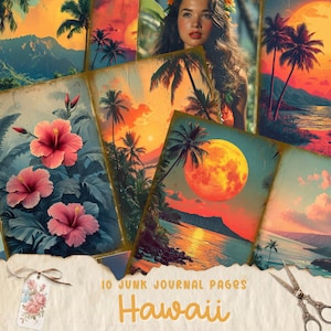 Tropical Junk Journal Kit, Hawaii, Travel, Junk Journal, Printable, Journal Pages, Vintage, Hula Girls, Beach, Vacation, Ephemera, Download