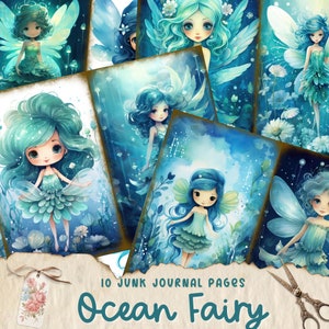 Ocean Fairy Junk Journal Kit, Autumn Fairy Junk Journal Kit, Fantasy Fairy Collage Printables, Digital Fairy Kit, Fairy Seasons Collection