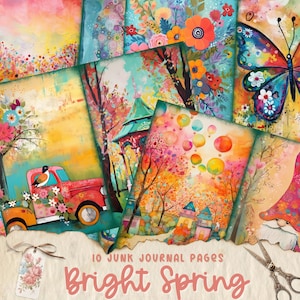 Frühling Junk Journal Kit, Junk Journal druckbare Seite, Blumen Junk Journal Kit, Junk Journal Papier Digitale Collage Sheet, sofortiger Download