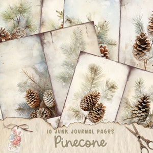 Kit diario spazzatura Pinecone Woodland, bosco, animali, natura, diario spazzatura, bosco per bambini, pagine di diario, documenti collage, download digitale