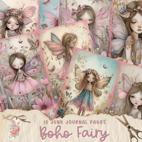 Fairy Junk Journal Pages, Butterfly Enchanted World Collage Printables, Fantasy Kit, Butterfly and Fairies Junk Journal Paper, Fairytale