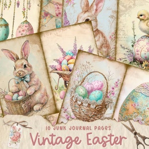 Easter Junk Journal Pages - Digital Download, Vintage-Inspired, Scrapbooking, Printable Collage Sheets, Craft Supplies, Easter Decor