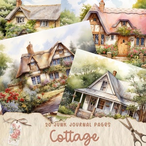 Cottage Junk Journal Page Bundle, Vintage Junk Journal Kit, Rustic Garden Cottage Junk Journal Digi Kit, Printable Digital Collage Sheet