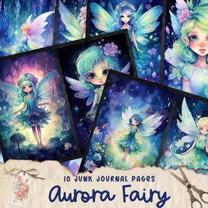 Aurora Fairy Junk Journal Kit, Autumn Fairy Junk Journal Kit, Fantasy Fairy Collage Printables, Digital Fairy Kit, Fairy Seasons Collection