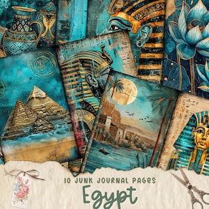 Page de journal indésirable égyptienne, aquarelle page imprimable de journal indésirable de la Grèce antique, kit de journal indésirable Egypte, collage numérique de papier journal indésirable