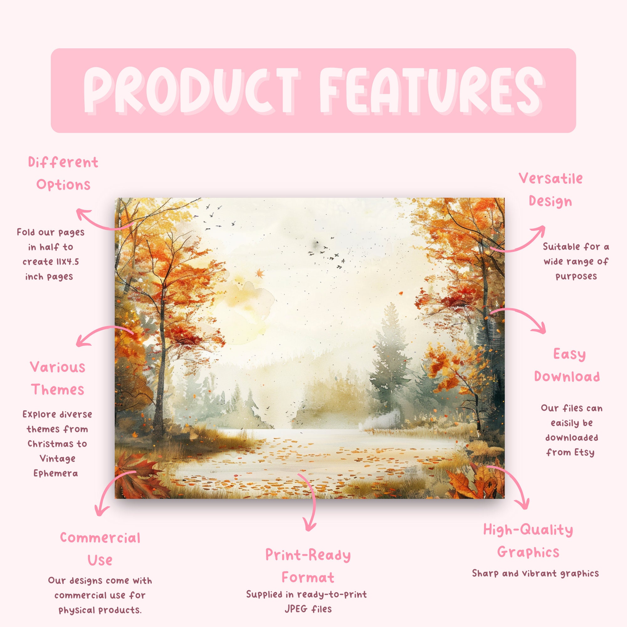 Fall Landscape Junk Journal Pages, Digital Download, Scrap Book ...