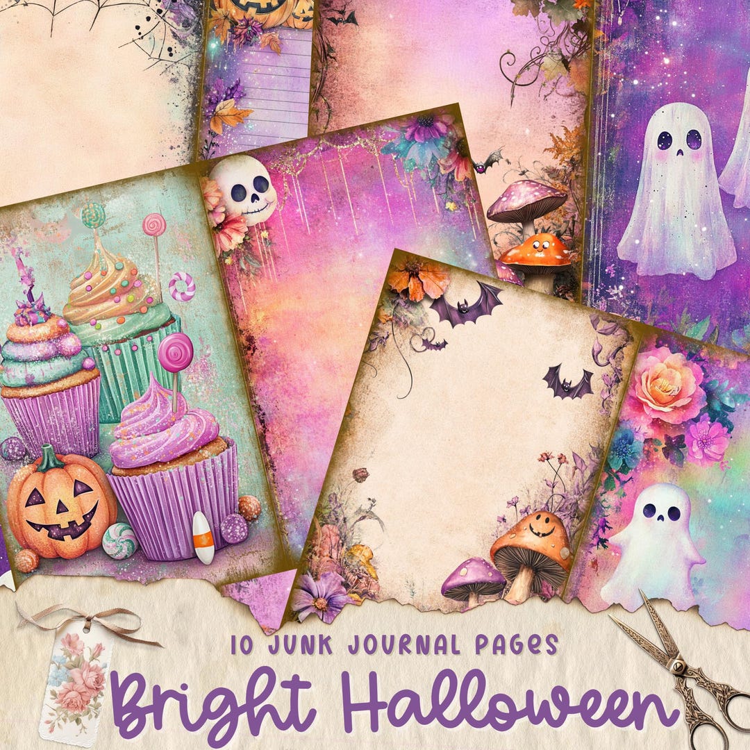 Halloween Junk Journal Printable Pages, Digital Scrapbook Paper Kit ...
