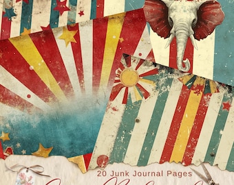 Circus Background Junk Journal Pages | Printable Paper for Scrapbooking and Crafting Projects | Digital Download | Ephemera Printables