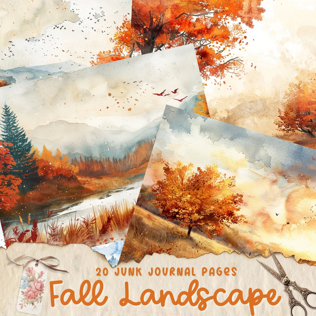 Fall Landscape Junk Journal Pages, Digital Download, Scrap Book ...