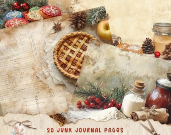 Christmas Baking Junk Journal Kit, Vintage Christmas Junk Journal Pages, Cooking Junk Journal Printable Paper, Digital Celebration Collage