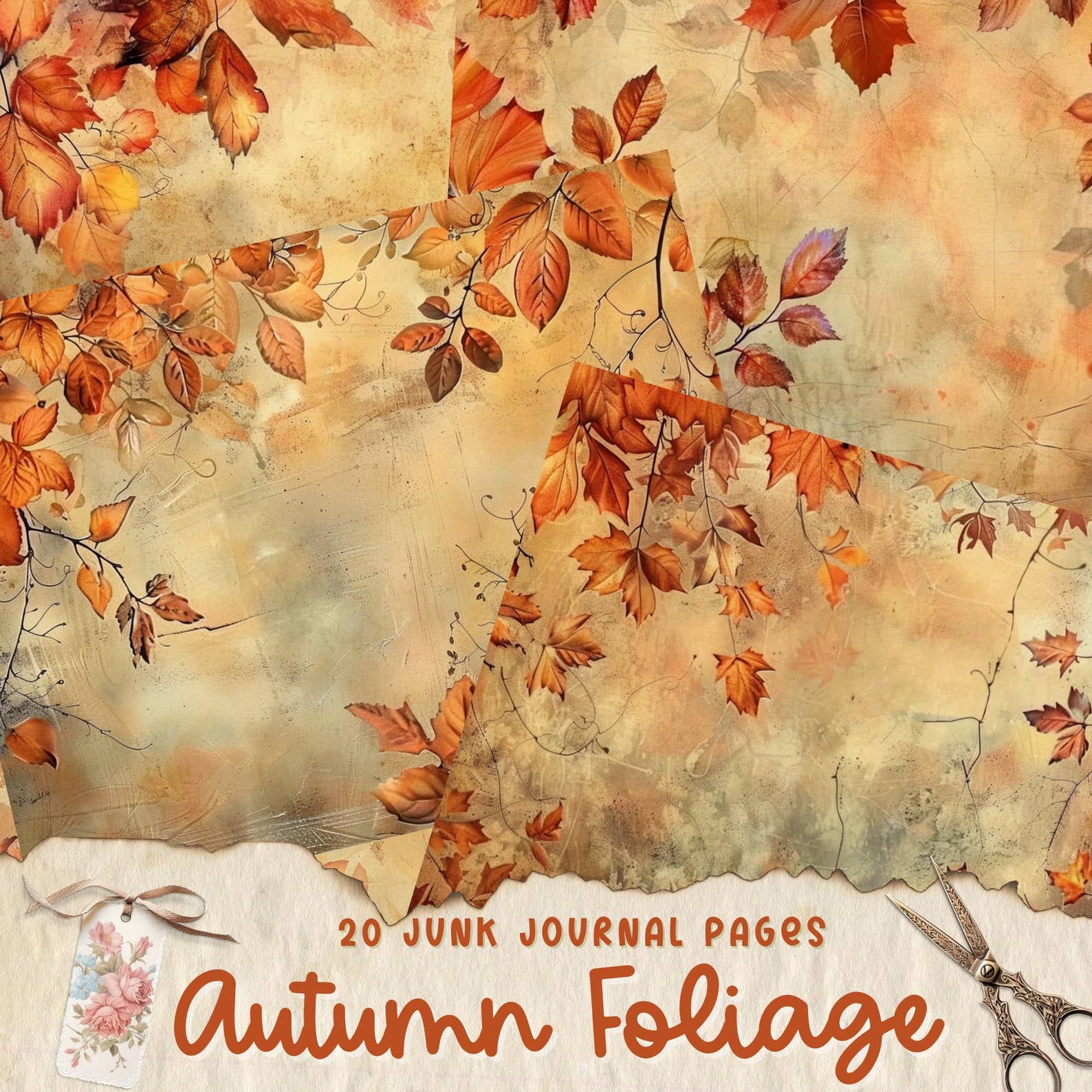 Autumn Junk Journal Pages, Digital Fall Scrapbook Paper, Printable ...