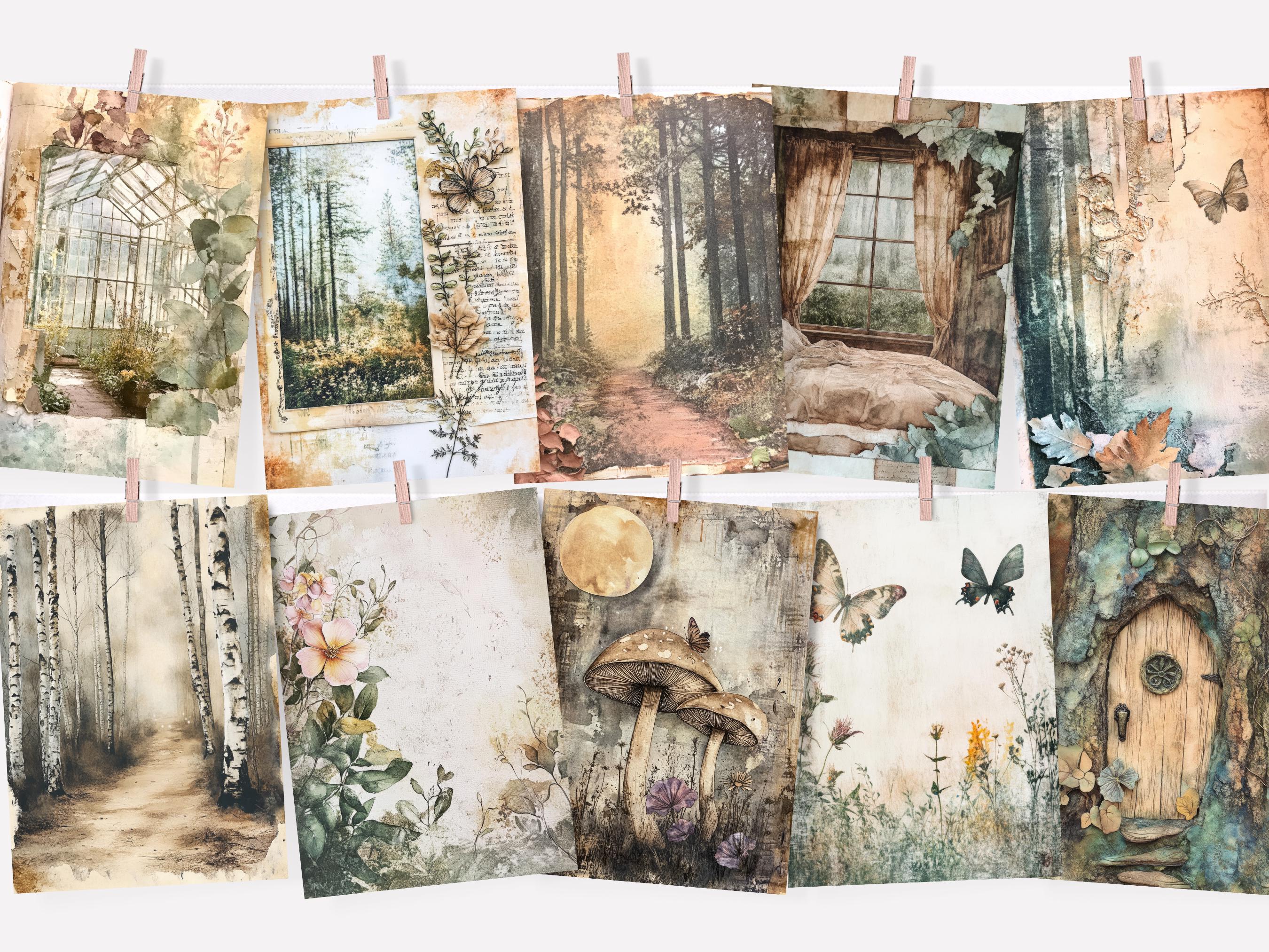 Enchanted Forest Junk Journal Pages, Mystic Woodland Digital Paper ...