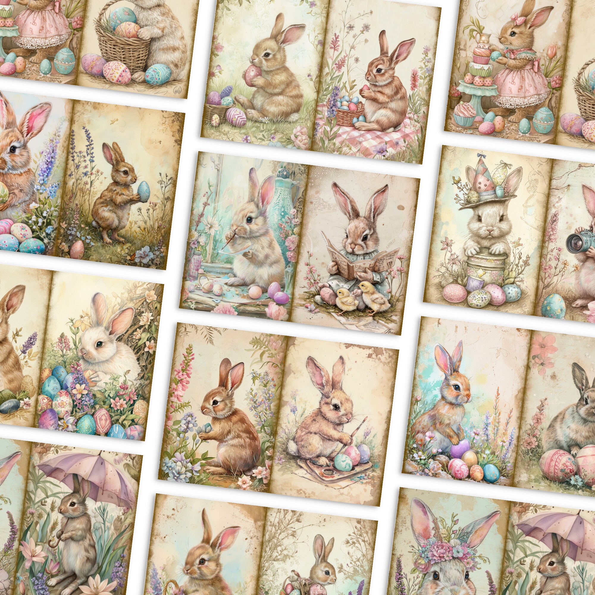Easter Bunny Junk Journal Pages, Springtime Rabbit Ephemera Kit ...