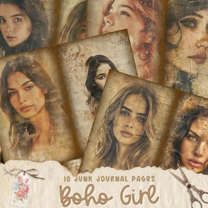 kit de journal indésirable vintage Boho Girl, victorien, pages de journal romantiques, éphémères jolie fille rétro, imprimable, scrapbooking, téléchargement immédiat