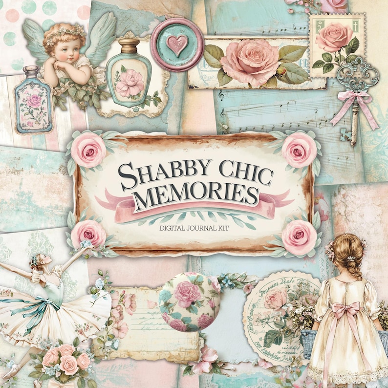 New Shabby Chic Junk Journal Kit | Journal Pages, Papers, Ephemera ...