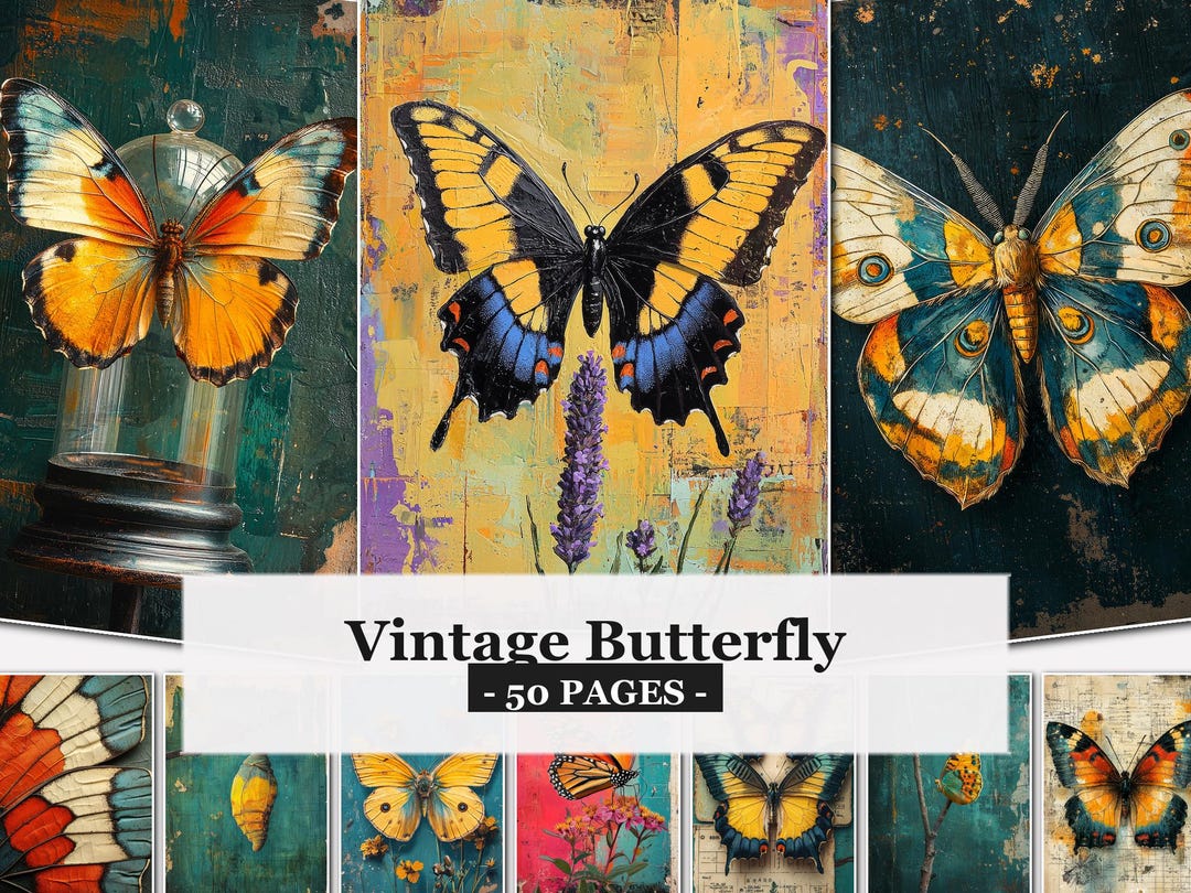 Butterfly Junk Journal Kit Vintage Insect Papers Nature Scrapbook Pages ...
