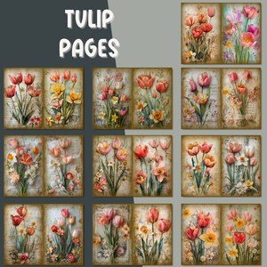 Floral Junk Journal Page Flower Printable Flower Paper Craft Paper for ...