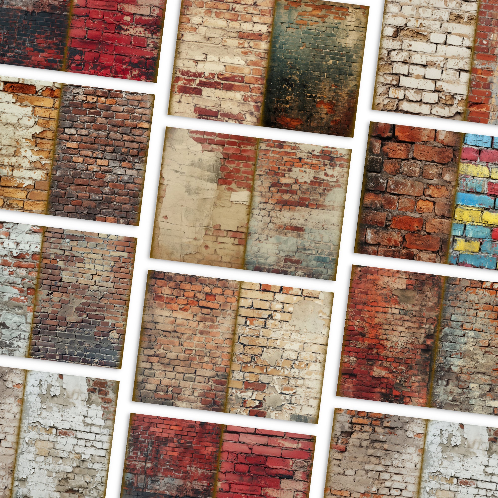Brick Wall Craft Paper Junk Journal Half Papers Vintage Blank