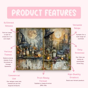 Witchcraft Junk Journal Pages, Digital Scrapbook Paper Kit, Printable ...