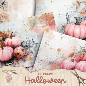 Pages imprimables du journal Halloween Junk Journal, kit de papier pour scrapbooking numérique, feuille de collage, éphémères vintage, téléchargement, papier craft effrayant, gothique
