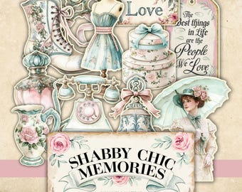Nuevo kit de diario basura Shabby Chic / Páginas de diario, papeles, efímeras, etiquetas / Imprimibles Shabby Chic / Kit de álbum de recortes / Descarga digital