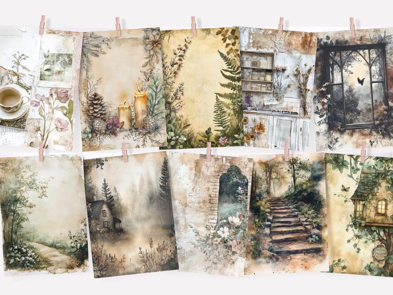 Enchanted Forest Junk Journal Pages, Mystic Woodland Digital Paper ...