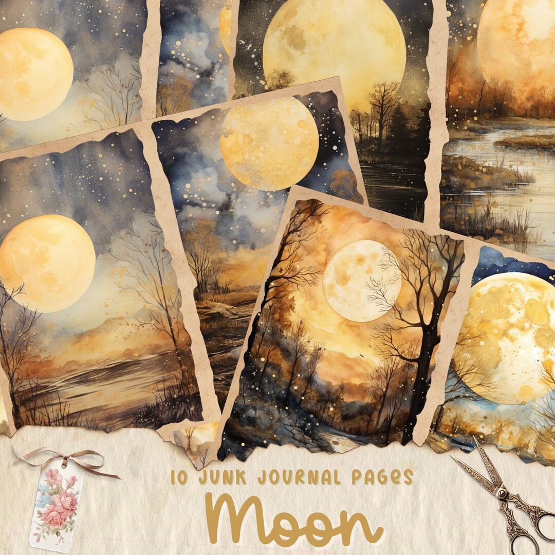 Moon Junk Journal Kit, Celestial Journal Pages, Starry Sky Digital ...