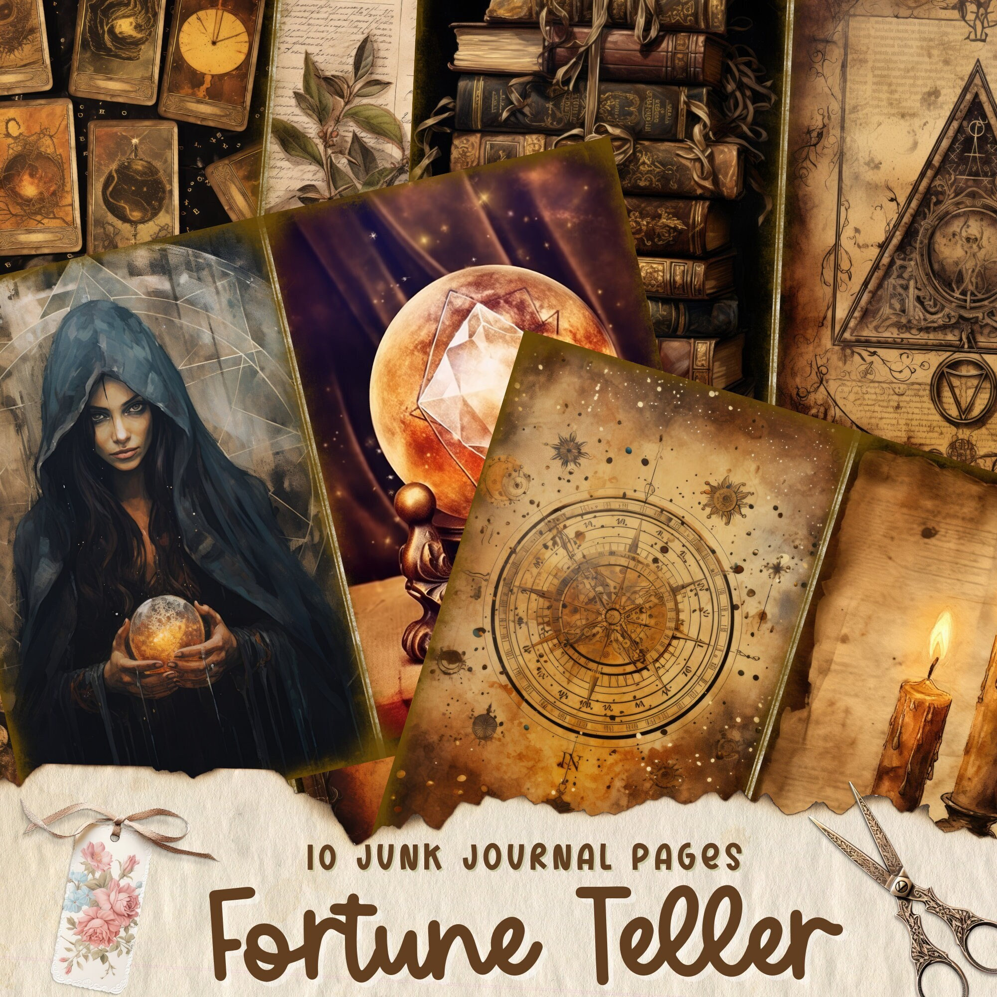 Fortune Teller Junk Journal Kit Tarot and Crystal Ball Junk Journal ...