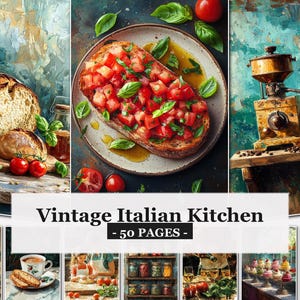 Italienskt kök skräpjournalkit vintage matlagningspapper mat scrapbooksidor utskrivbara efemera
