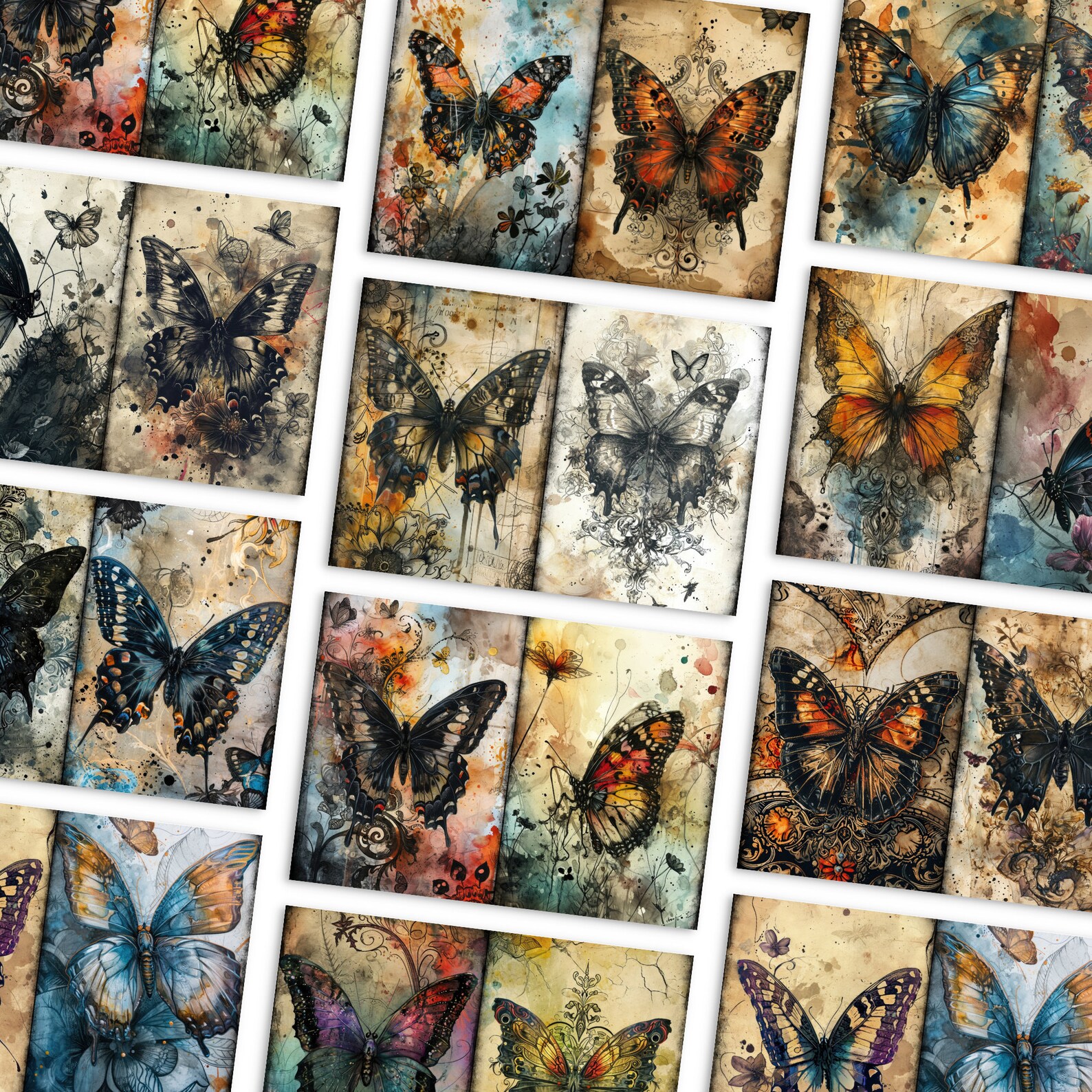 Grunge Butterfly Junk Journal Pages Journal Vintage Half Papers Junk ...