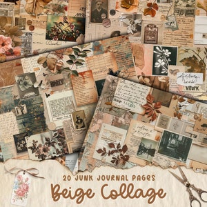 Ongewenste krant | Beige krant collagestijl | Journaalpagina's | Kaarten maken | Tagcreatie | Papieren pakket | Digitaal papier | Plakboekdocument