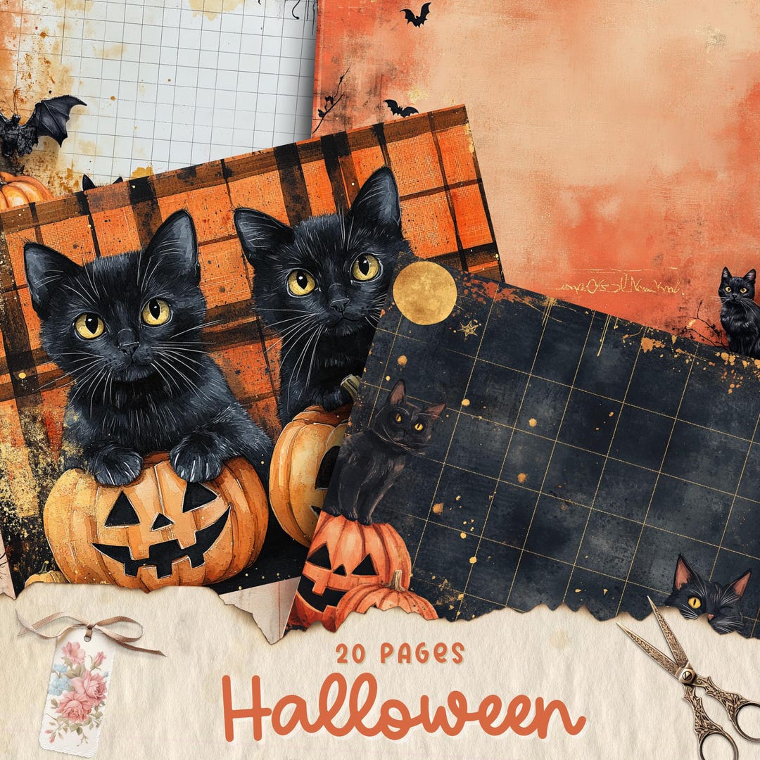 Halloween Junk Journal Printable Pages, Digital Scrapbook Paper Kit ...
