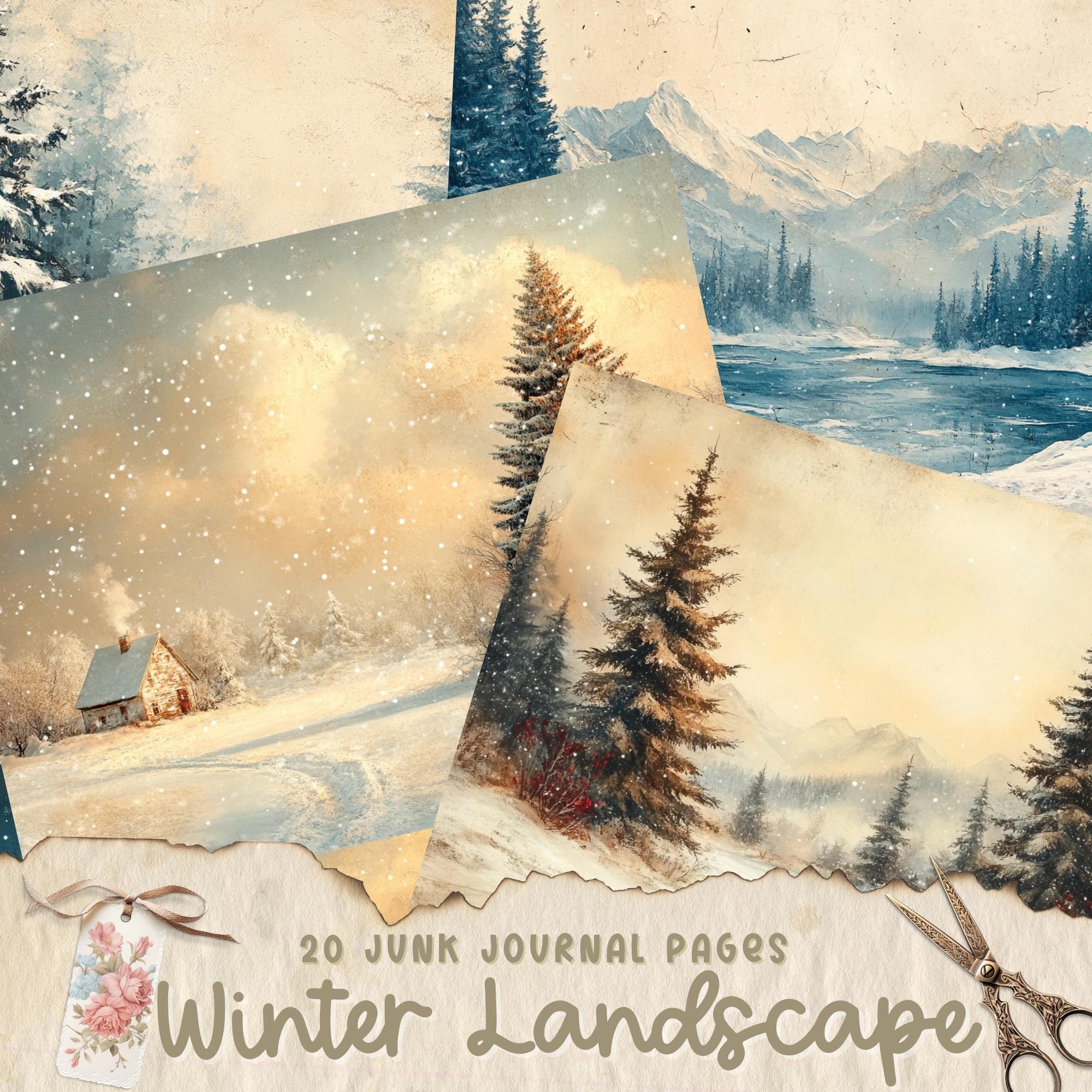 Winter Junk Journal Kit, Snow Collage Printable Journal Pages, Vintage ...