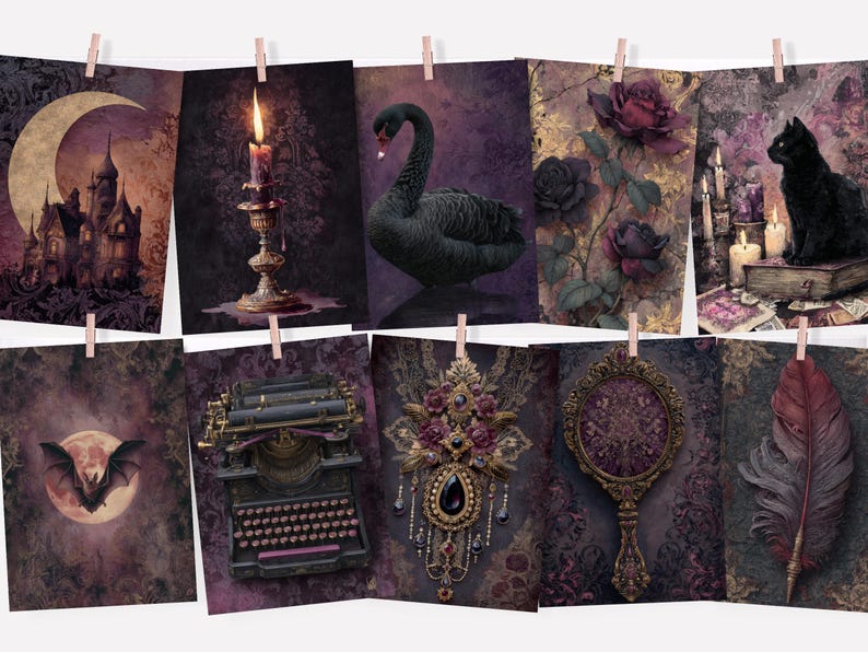 Dark Gothic Romance Junk Journal Pages, Victorian Mourning Digital ...