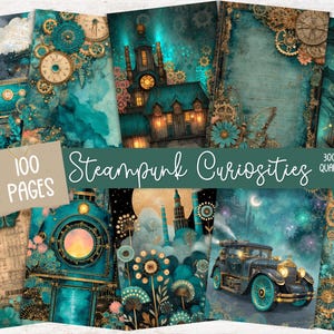 Paquete imprimible de diarios basura Steampunk: 100 páginas con engranajes, relojes de bolsillo y diagramas