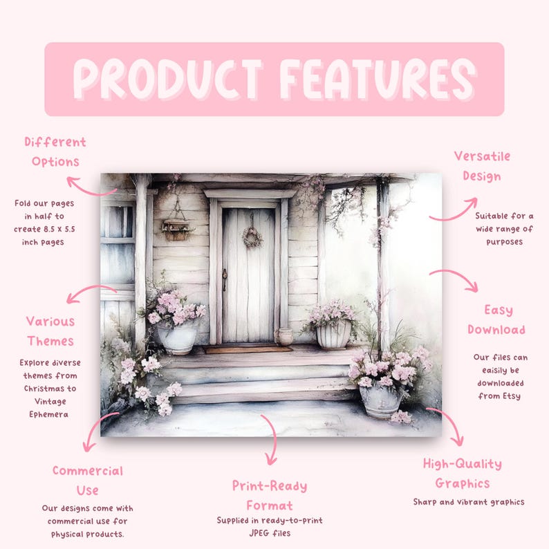 Rosewood Cottage Junk Journal Pages, Shabby Chic Farmhouse Digital ...