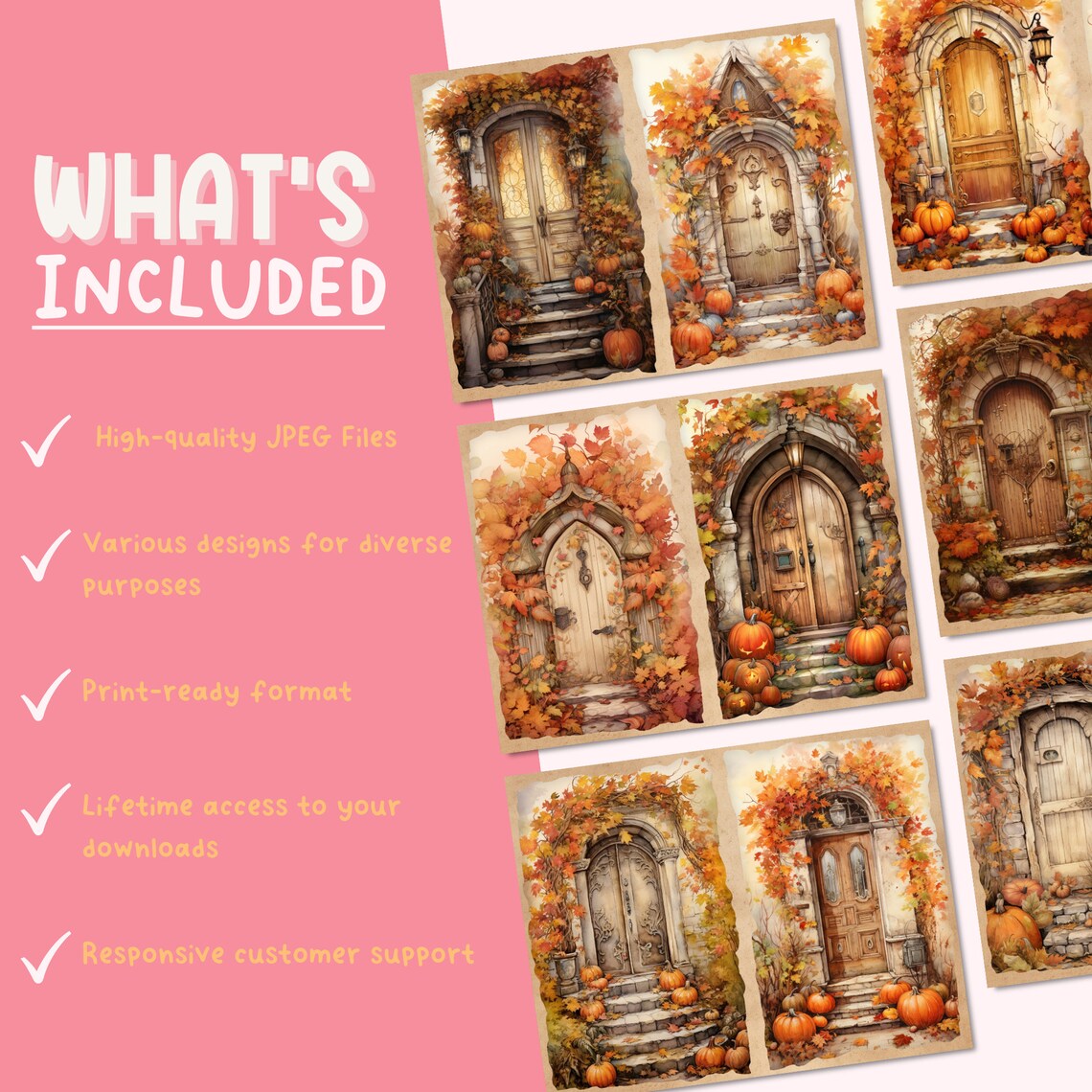 Autumn Vintage Door Junk Journal Paper, Vintage Fall Junk Journal Kit ...