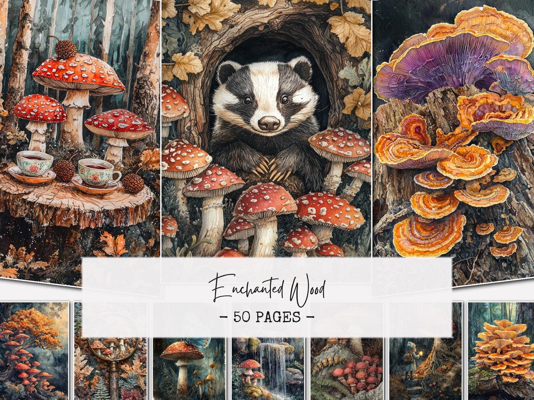 Enchanted Forest Junk Journal Kit Digital Download – Woodland Mushroom ...