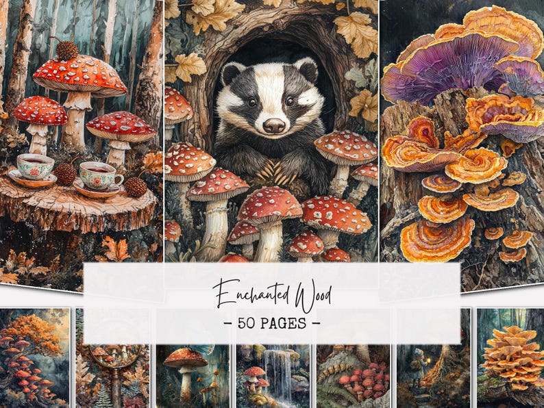 Enchanted Forest Junk Journal Kit Digital Download – Woodland Mushroom ...