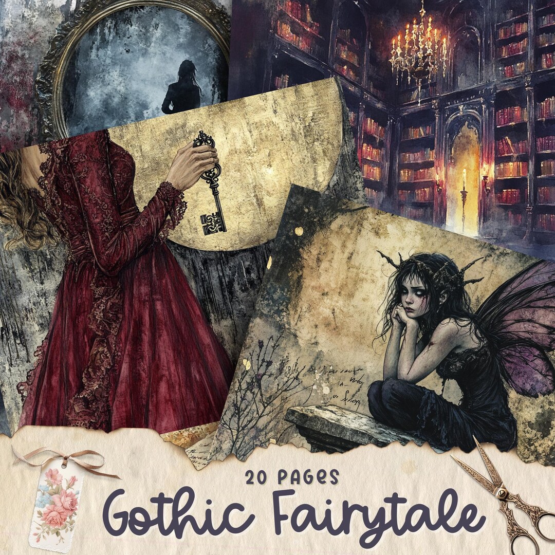 Gothic Fairy Tale Junk Journal, Digital Scrapbook Kit, Printable Pages ...