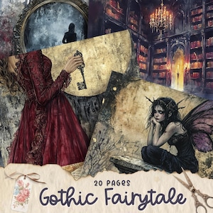 Gothic Fairy Tale Junk Journal, Digital Scrapbook Kit, bedruckbare Seiten, Vintage Ephemera für kreative Projekte, Gothic Fairy Tale Pages Kit