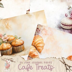 Cafe Treats Junk Journal Druckbare Seiten, Kaffee Junk Journal Kit, Junk Journal Papier, Vintage Ephemera, Shabby Chic, Scrapbook Zubehör
