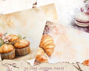 Cafe Treats Junk Journal Printable Pages, Coffee Junk Journal Kit, Junk Journal Paper, Vintage Ephemera, Shabby Chic, Scrapbook Supplies