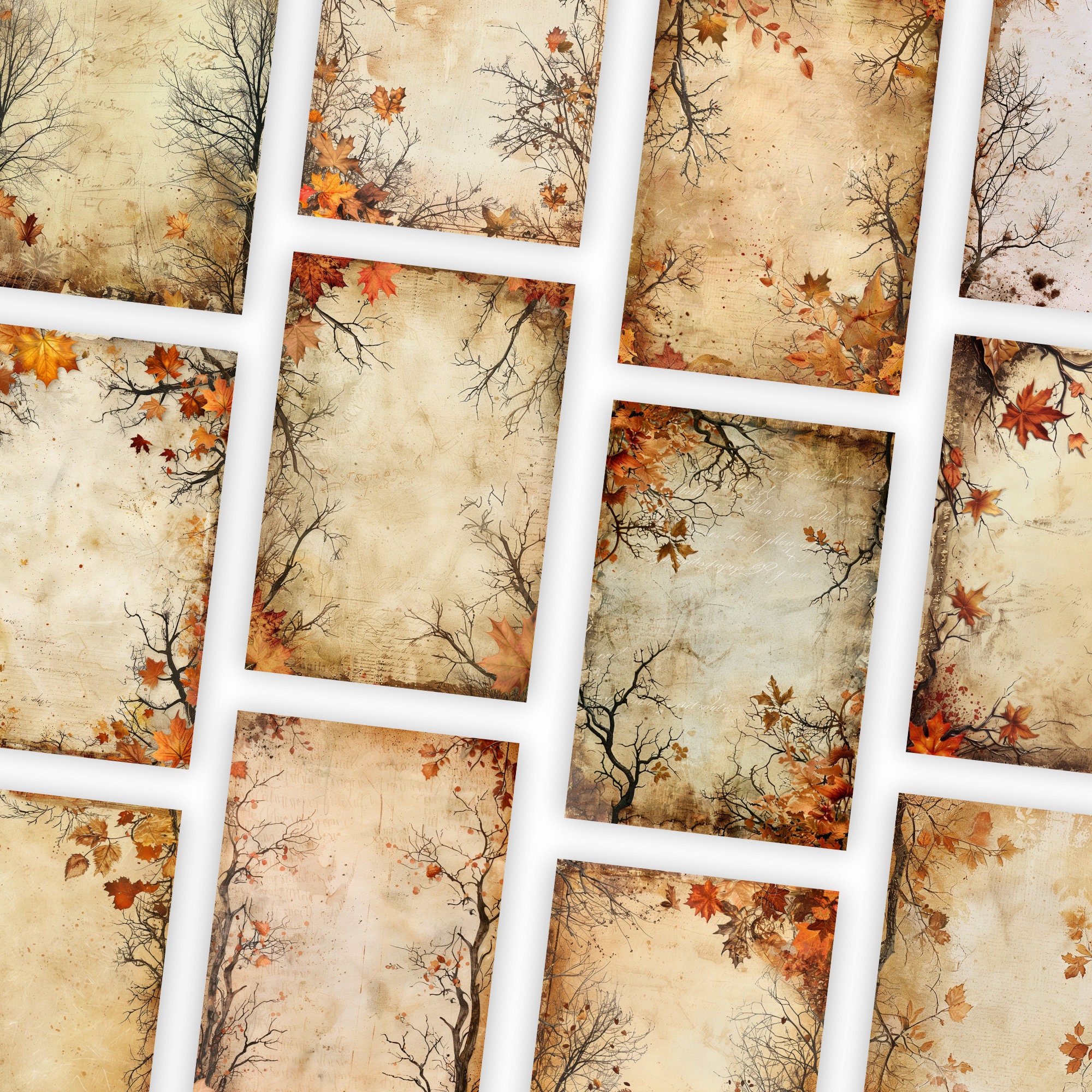 Autumn Border Junk Journal Pages, Digital Fall Scrapbook Paper ...