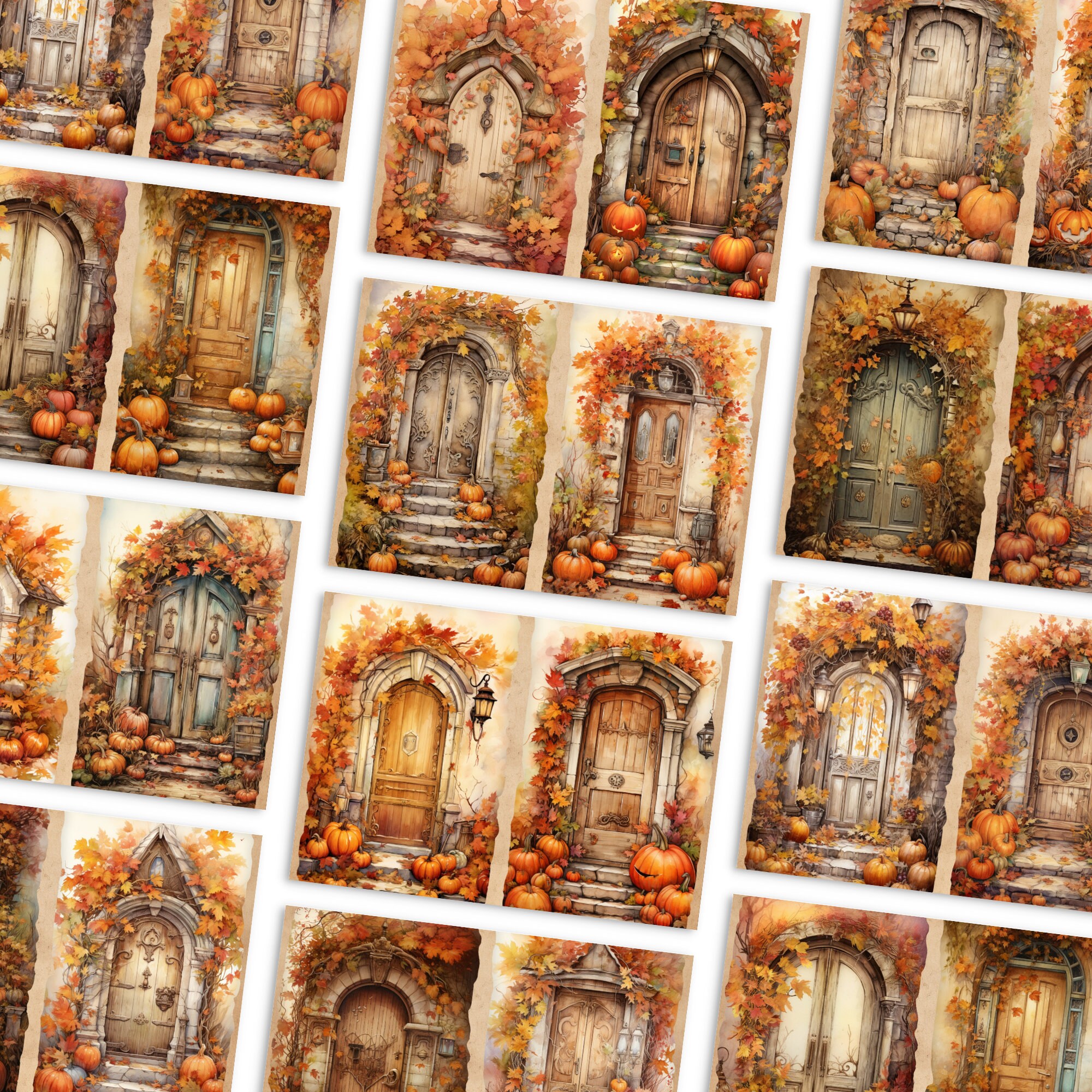 Autumn Vintage Door Junk Journal Paper, Vintage Fall Junk Journal Kit ...