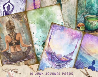 Yoga Meditation Junk Journal, Vintage Meditation Junk Journal Kit, Cut Out Sheets, Junk Journal Printable, Digital Collage Paper